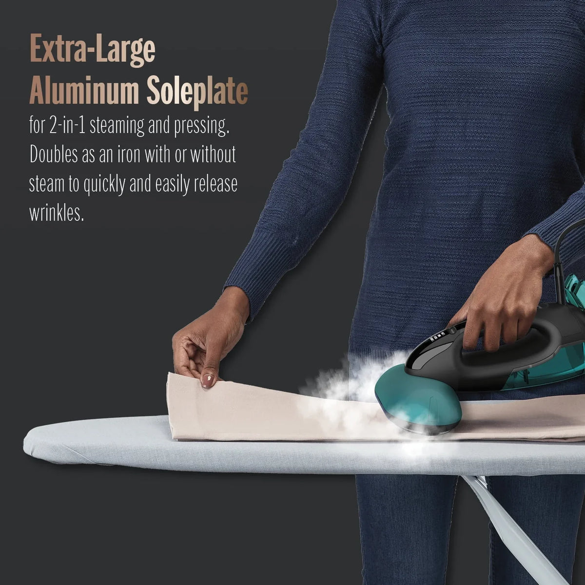 2026 NewConair Turbo ExtremeSteam 1875 Watt Handheld Fabric, 2-in-1 Steam and Iron Garment Steamer, One Size, Black/Green GS107