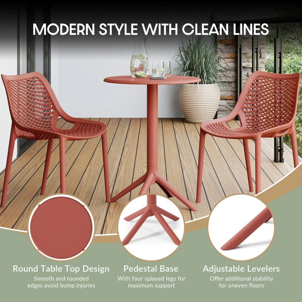 2026 NewWestinTrends Playa 3-Piece Outdoor Resin Patio Bistro Set with Stackable Patio Dining Side Chairs, Olive Green