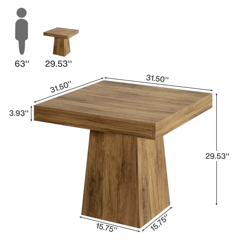 2026 NewTribesigns Square Dining Table for 4, 31.5-Inch Kitchen Table Small Dinner Table with Sturdy Pedestal Base, Farmhouse Dining Room Table for Home Dining Room, Living Room, Kitchen, Vintage Brown