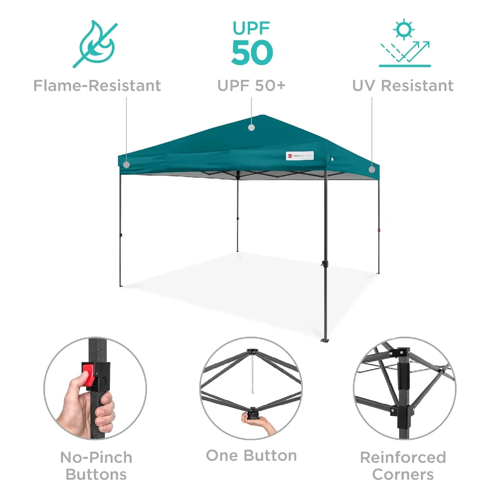 2026 NewBest Choice Products 12x12ft Easy Setup Pop Up Canopy w/ 1-Button Setup, Wheeled Case, 4 Weight Bags - Navy Blue