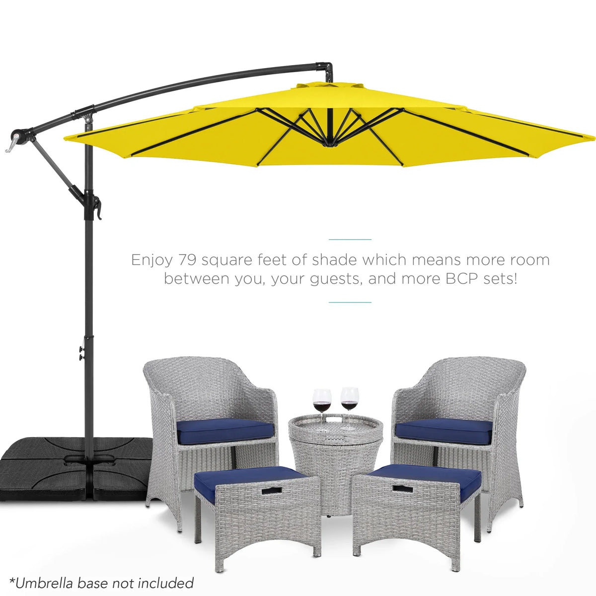 2026 NewBest Choice Products 10ft Offset Hanging Outdoor Market Patio Umbrella w/ Easy Tilt Adjustment - Tan