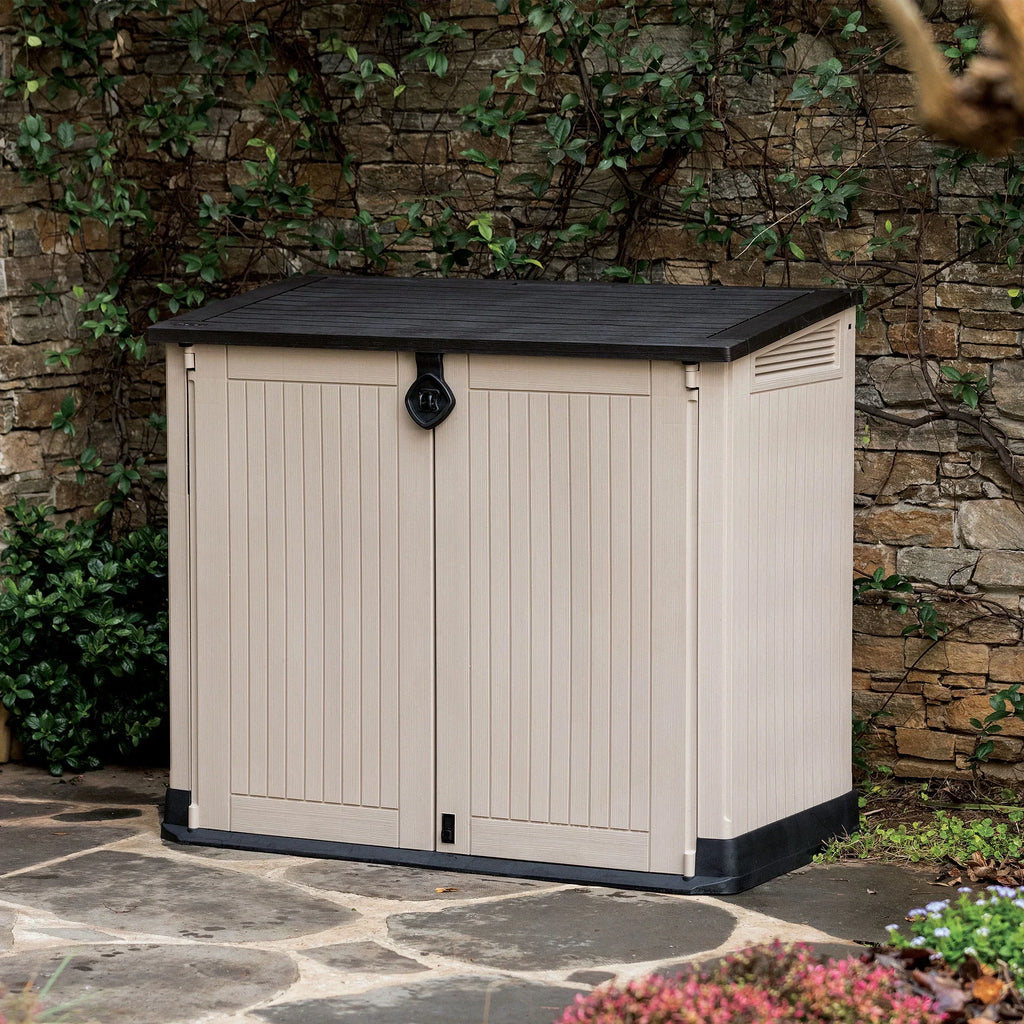 2026 NewKeter S.I.O Midi 4.3' x 2.3' x 3.7' Horizontal Resin Outdoor Storage Shed with Durable Floor, Grey