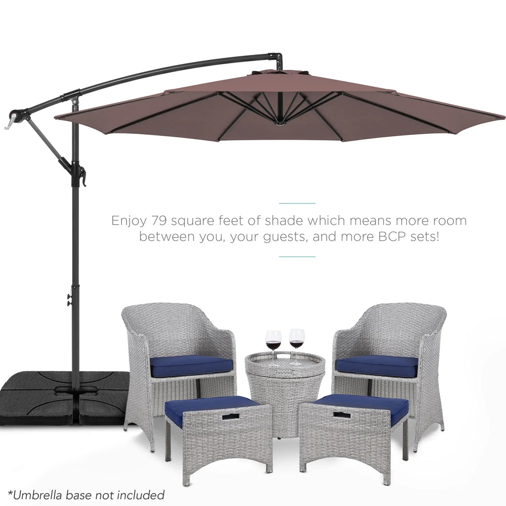 2026 NewBest Choice Products 10ft Offset Hanging Outdoor Market Patio Umbrella w/ Easy Tilt Adjustment - Tan