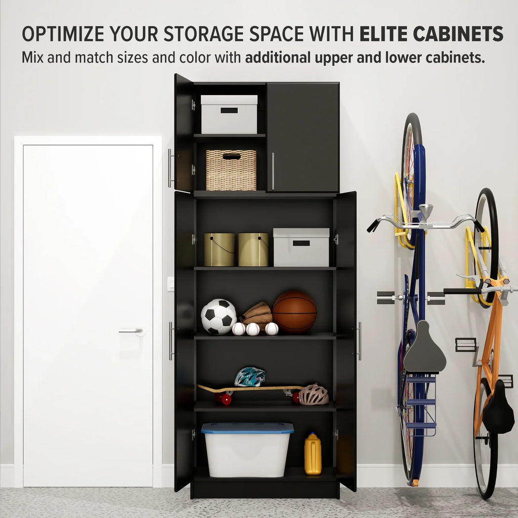 2026 NewPrepac Adjustable Shelves Cabinet - Functional Tall Garage Table, 16"D x 32"W x 65"H Freestanding Garage Cabinet with 2-Doors, Espresso - EES-3264