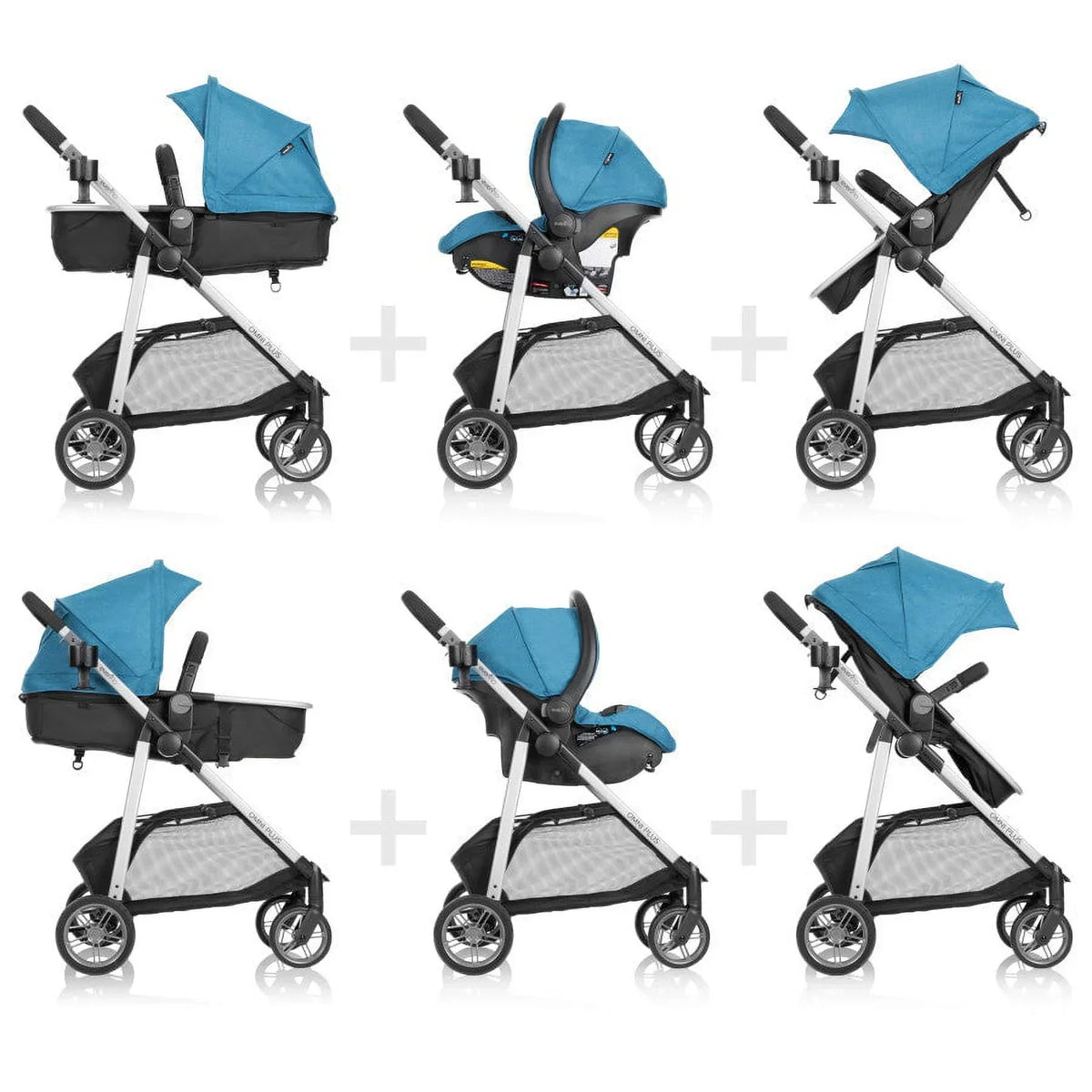 2026 NewEvenflo Omni Plus Modular Travel System with LiteMax Sport Infant Car Seat, Mylar Gray, Unisex