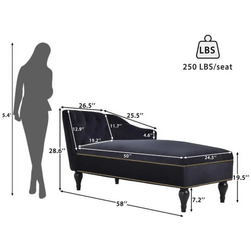 2026 NewTHINK 30,Velvet Chaise Lounge with Rolled Arm, 58” Upholstered Sofa Lounge Chair for Living Room Bedroom