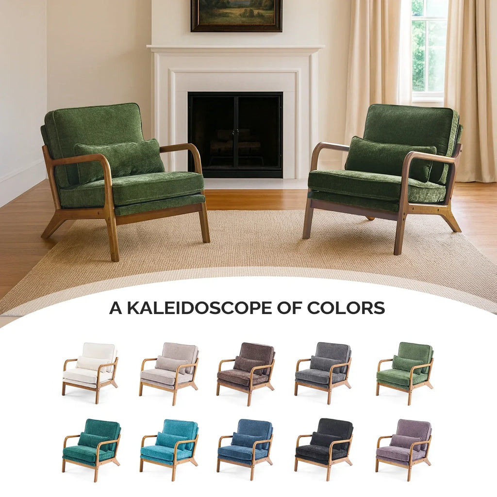 2026 NewKtaxon Accent Chair Corduroy Upholstered Armchair, Reading Club Chair with Pillow and Solid Wood Frame for Living Room Bedroom Furniture Off White
