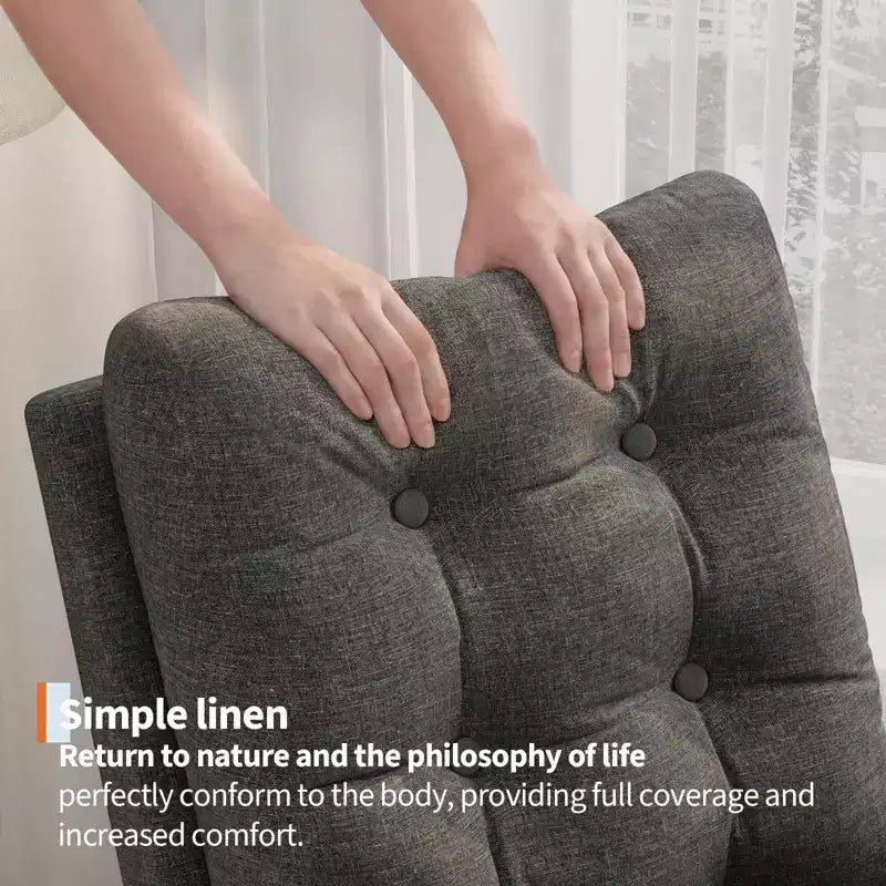 2026 Sillón mecedora deslizante tapizado con bolsillo lateral, estructura de madera, 1 plaza