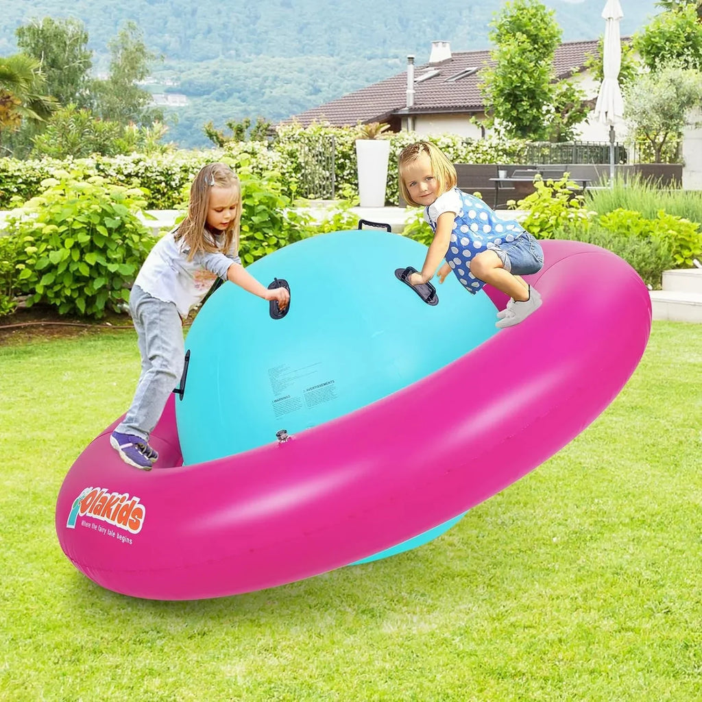 2026 NewOLAKIDS 8FT Inflatable Dome Rocker Bouncer, Outdoor Kids Giant Roll and Play Seesaw Rocker with 6 Secure Handles, Max Weight 250 LBS, Toddlers Climbing Toy Backyard Play Center Equipment