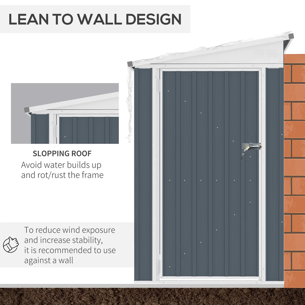 2026 NewOutsunny 4' x 7.6' Storage Shed, Galvanized, Locking, Gray
