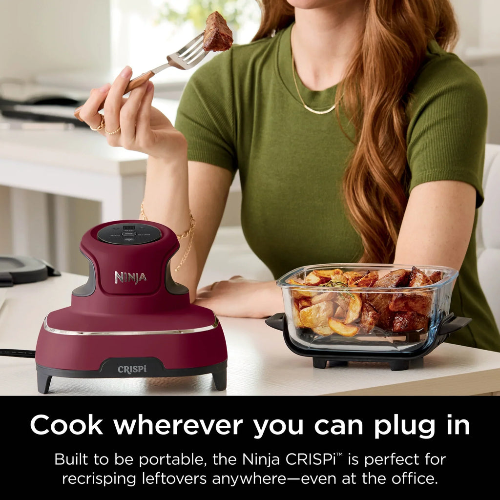 2026 NewNinja Crispi 3-in-1 Portable Glass Air Fryer Cooking System, 1500W, 4-Qt & 5-Cup TempWare Glass Containers with Storage Lids, Microwave, Freezer & Dishwasher Safe, White, FN100WH