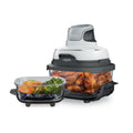 2026 NewNinja Crispi 3-in-1 Portable Glass Air Fryer Cooking System, 1500W, 4-Qt & 5-Cup TempWare Glass Containers with Storage Lids, Microwave, Freezer & Dishwasher Safe, White, FN100WH