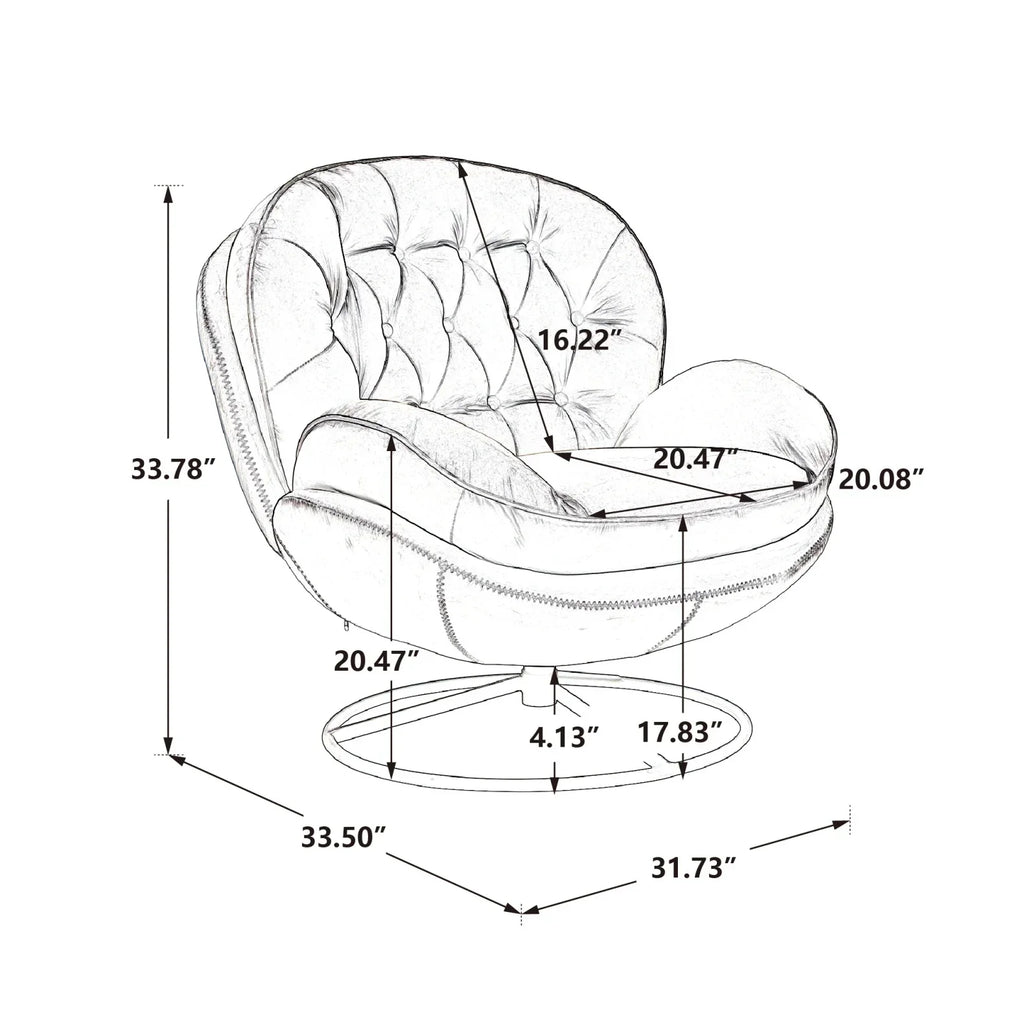 2026 NewVelvet Swivel Accent Chair with Ottoman, Modern Chaise Lounge Chair with Metal Frame and Footstool, Comfy Armchair Reading Chair for Living Room Bedroom Office,Blue