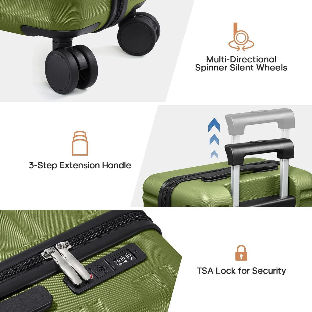2026 NewMIUSSE Luggage Sets 3 Piece, 20 Inch Carry On Luggage with Wheels, 100% PC Hardshell Suitcase with TSA Lock, Carry On Suitcases Airline Approved With Travel Backpack for Men Women