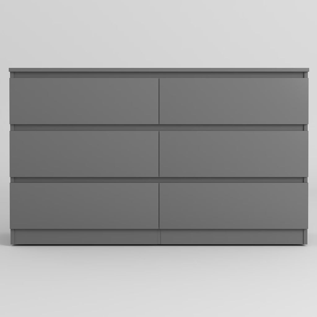 2026 NewResenkos Modern Mid Century 6 Drawer Wide Dressers Chests for Bedroom, Chest of Drawer Organizer Grey