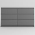 2026 NewResenkos Modern Mid Century 6 Drawer Wide Dressers Chests for Bedroom, Chest of Drawer Organizer Grey
