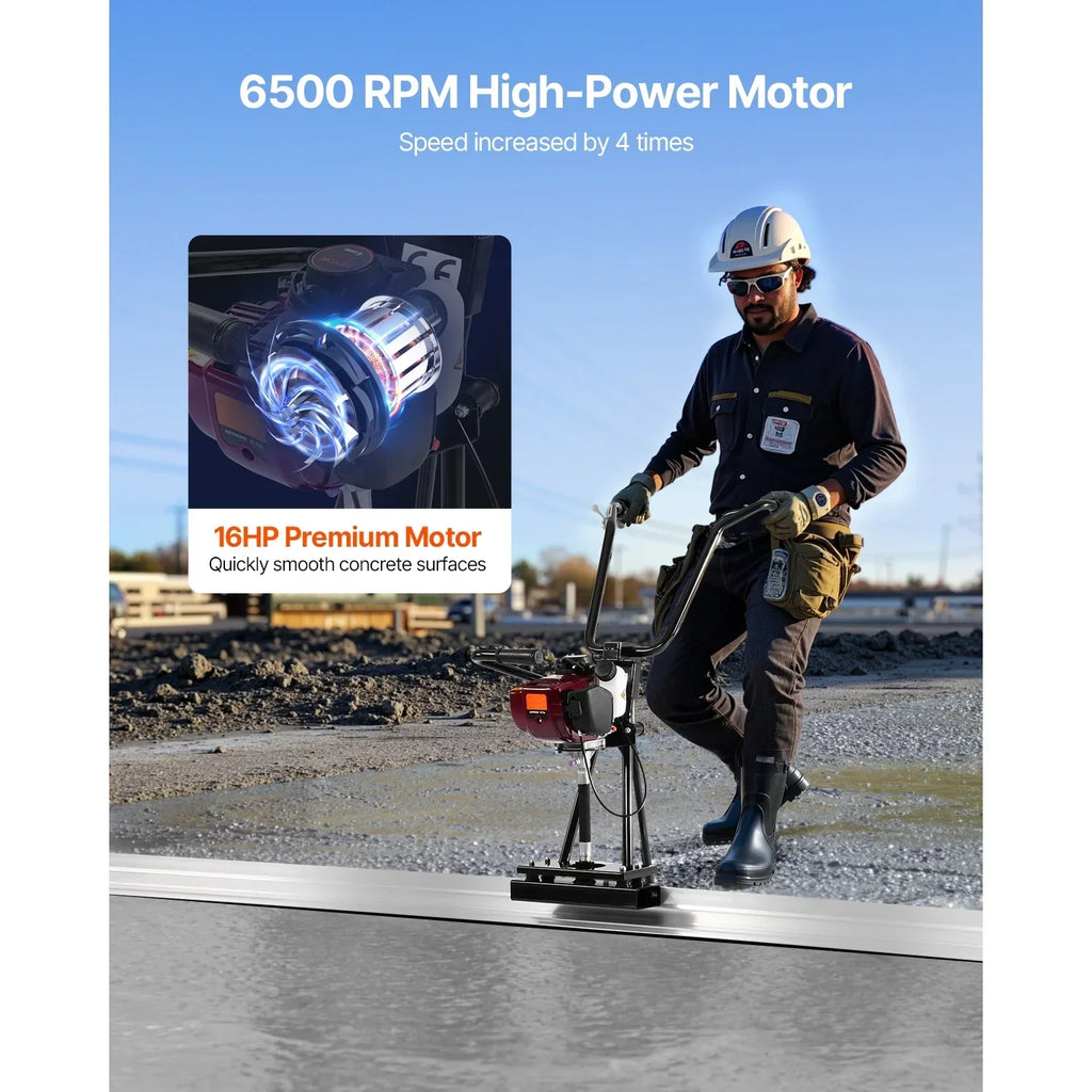2026 NewKFFKFF Concrete Power Screed with 4 ft Aluminum Board, Cement Finishing Vibrating Motor, Adjustable Handles, and 6500RPM Efficiency