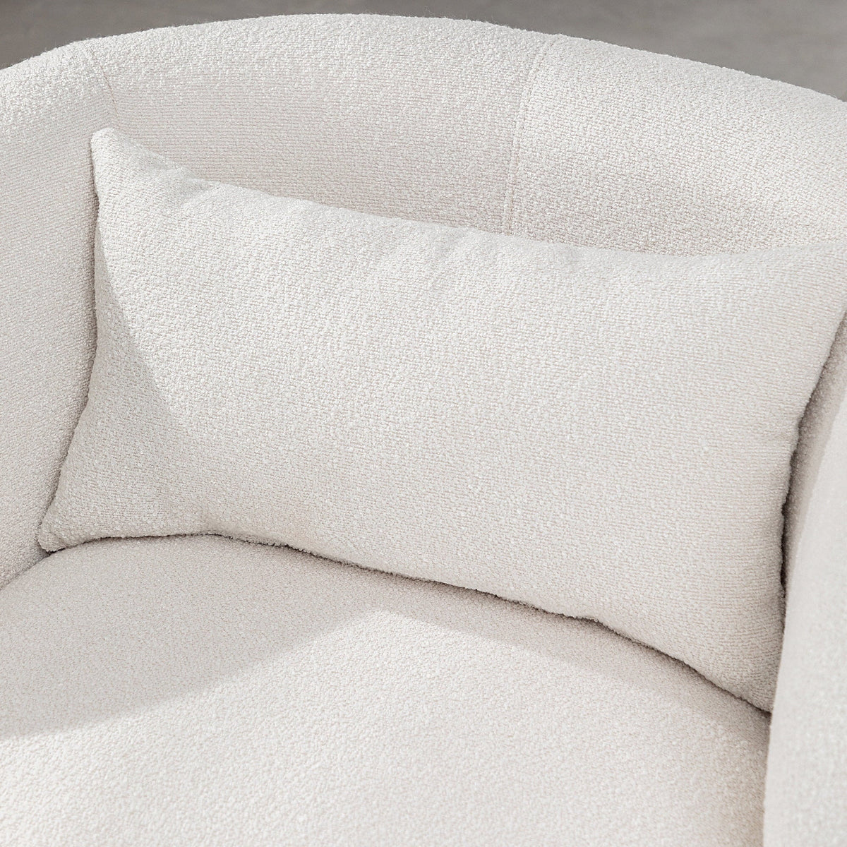2026 New34" Wide Boucle Swivel Barrel Chair, No Assembly Round Upholstered Armchair Accent Chair Single Sofa Chair with Toss Pillow for Living Room and Bedroom, Taupe