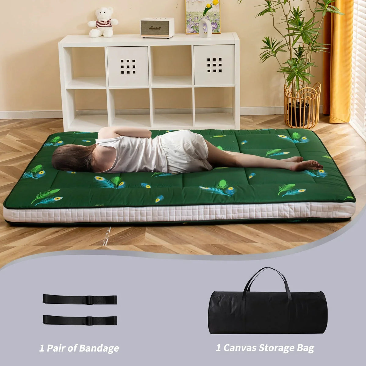 2026 NewExtra Thick Futon Floor Mattress, Padded Japanese Folding Roll Up Mattress Sleeping Pad, Foldable Camping Portable Mattress Shikibuton