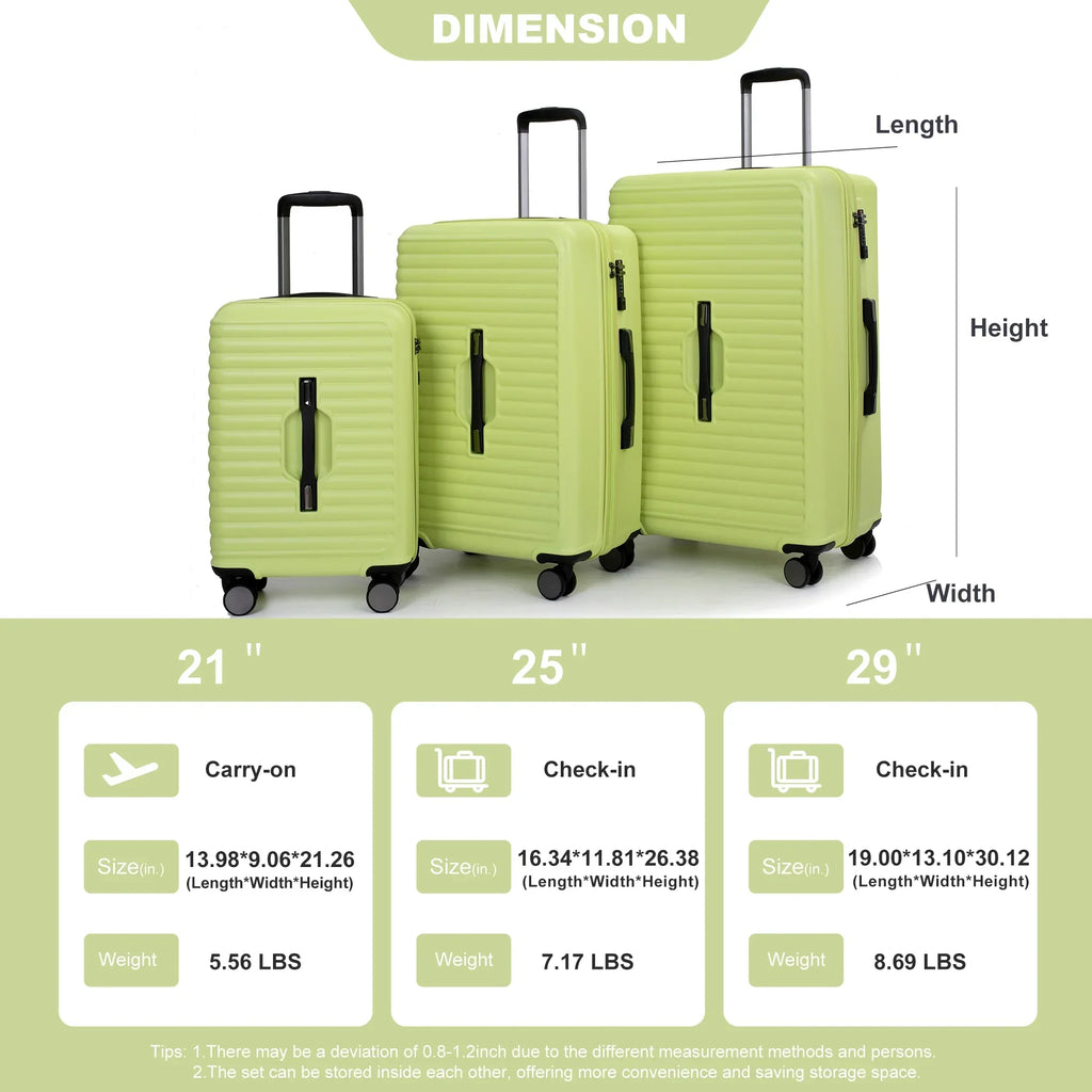 2026 NewPAPROOS 3-Piece Luggage Set (20''/24''/28''), Hardshell Lightweight Suitcase with USB Port and Side Hooks, Travel Luggage with TSA-Lock, Hardside Rolling Luggage for School, Travel, Pink