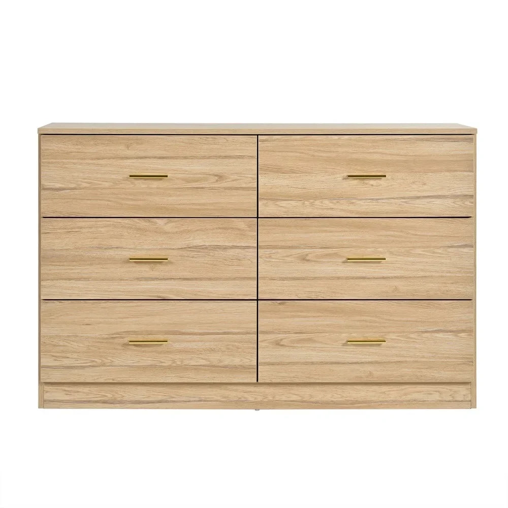 2026 NewKadyn Modern 6 Drawer Dresser Wood Cabinet,Dresser for Bedroom, Kitchen Storage Cabinet with Drawers, Chest of Drawers(Black)