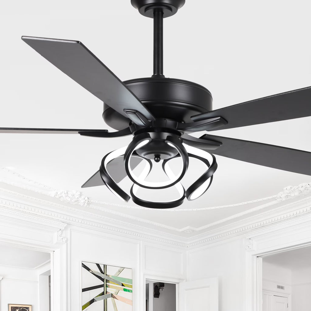 2026 NewParrot Uncle 52-Inch Contemporary Chrome Ceiling Fan with Integrated LED Lights and Remote Control
