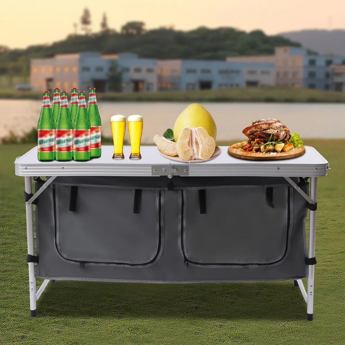 2026 NewFolding Camping Table Portable Aluminum Camping Table Height Adjustable Camping Cook Station for Indoor Outdoor