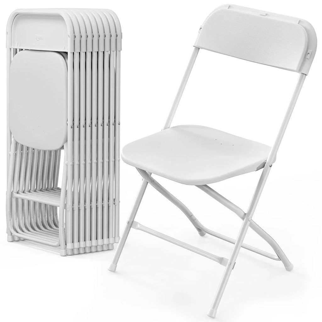 2026 NewVINGLI 10 Pack White Plastic Folding Chair, Indoor Outdoor Stackable Seat