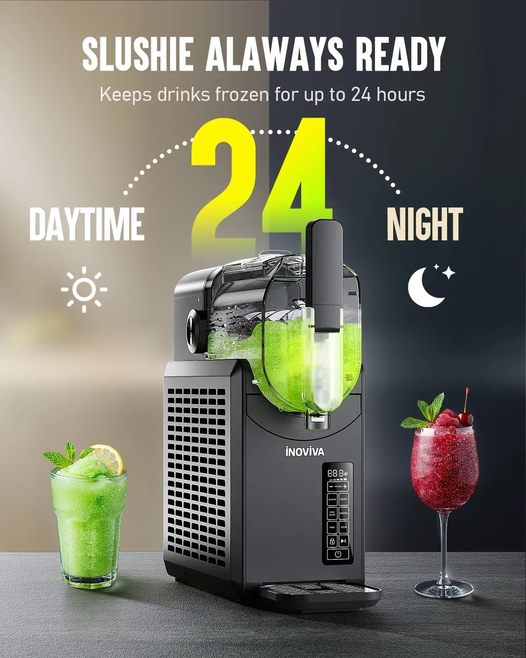 2026 NewSlushie Machine, No Ice Needed, 88 oz INOVIVA Slushy Machine for Home with Self-Cleaning Function, Professional Frozen Drink Maker, 5 Preset Programs, Frozen Margaritas, Frappés, Milkshake, and More