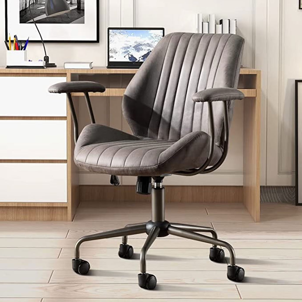 2026 NewOvios Ergonomic Office Chair Modern Computer Desk Suede Fabric Desk Chair with Lumbar Support for Home Office