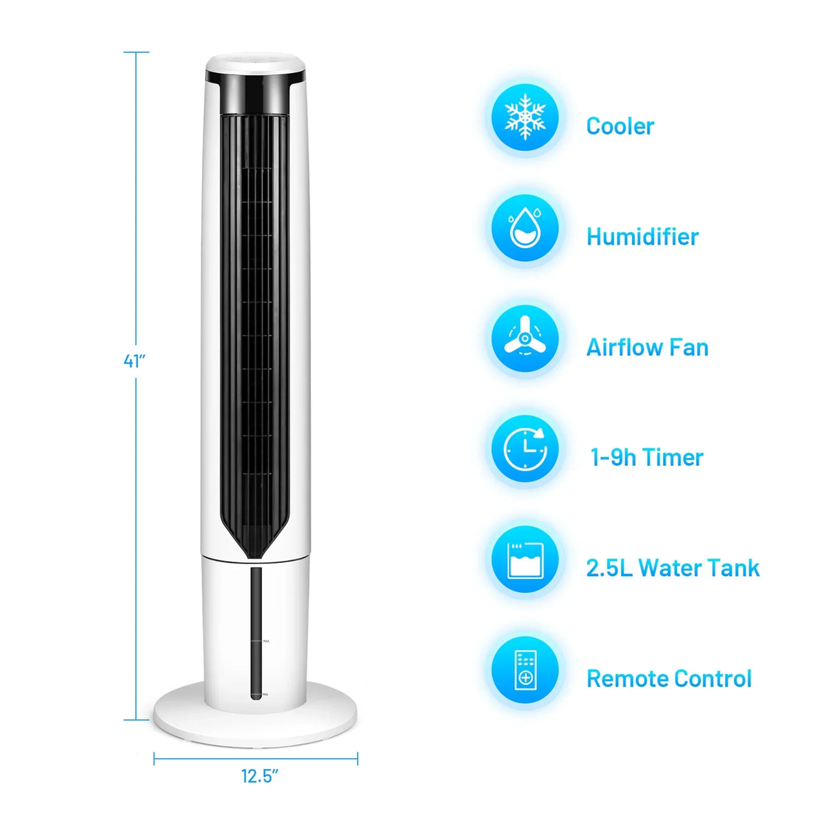 2026 NewGymax 41'' Tower Fan 3 in 1 Evaporative Air Cooler Humidifier w/ Remote Control