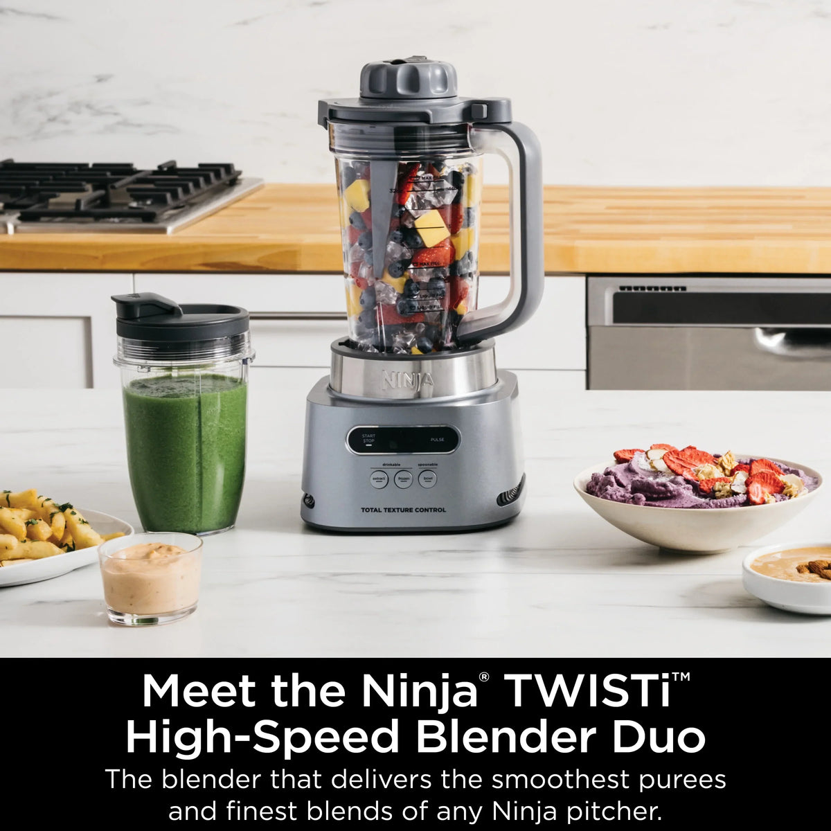2026 NewNinja Twisti, High-Speed Blender Duo 3 Preset Auto-iQ Programs, 34 oz. Pitcher Capacity, SS150