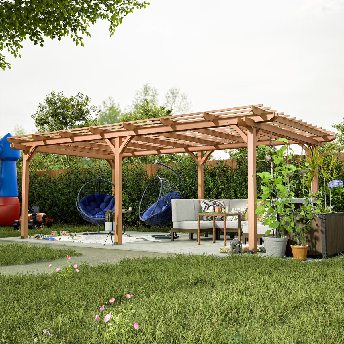 2026 New12 x 10 FT Outdoor Pergola, Wooden Pergola Gazebo with Climbing Plant Support and Waterproof, for Patio Porch Garden Backyard, Brown