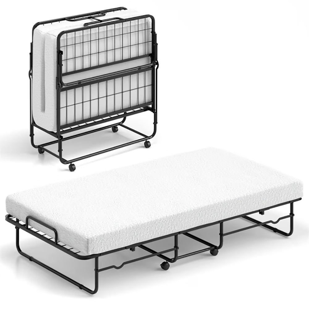2026 NewKepooman Twin Size Folding Bed with Memory Foam Mattress and Heavy-duty Metal Frame