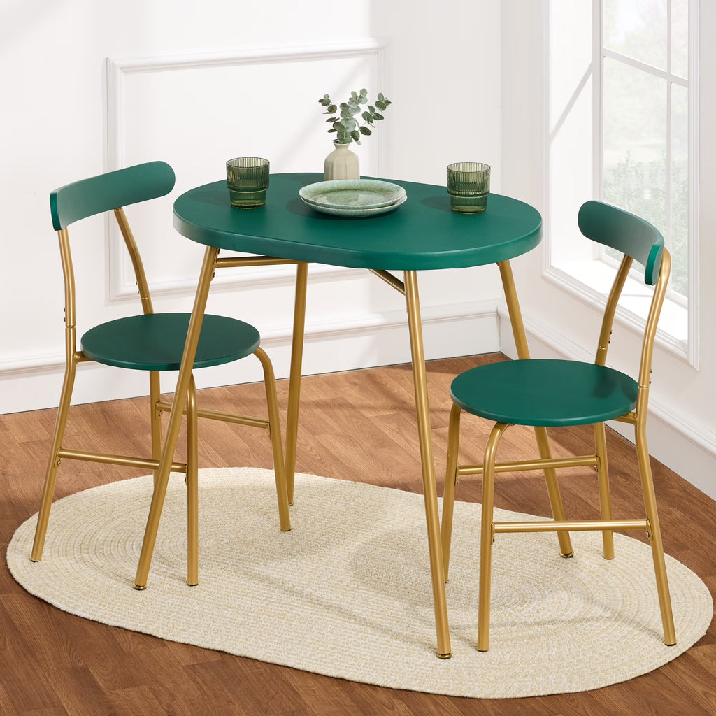 2026 NewBest Choice Products 3-Piece Modern Oval Dining Table Set, Small Kitchen Dinette w/ 2 Chairs - Black/Black