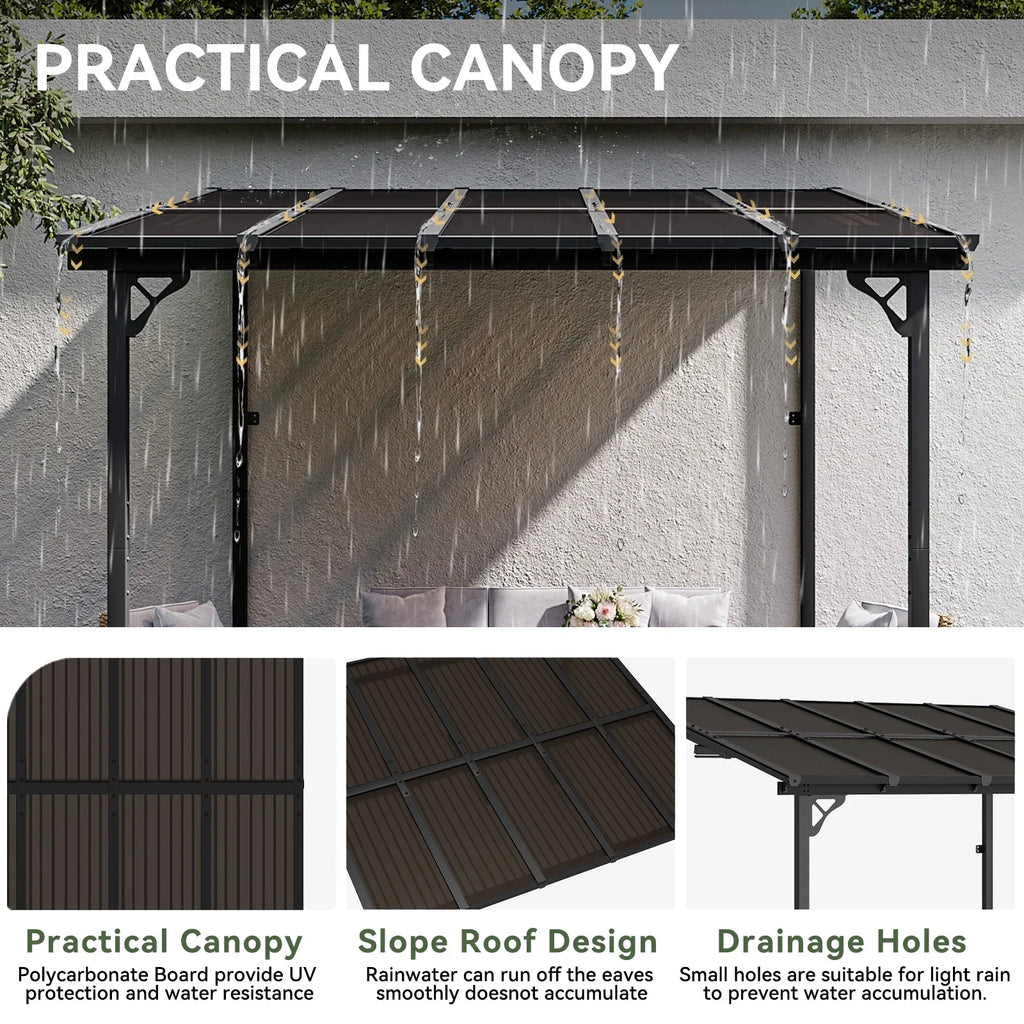 2026 NewAoxun 8' x 5' Gazebo for Patio, Gazebo Pergola with Sloped Roof, Grill Gazebo Large Wall-Mounted Heavy Duty Awnings, for Backyard, Deck, Patio