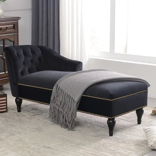2026 NewTHINK 30,Velvet Chaise Lounge with Rolled Arm, 58” Upholstered Sofa Lounge Chair for Living Room Bedroom