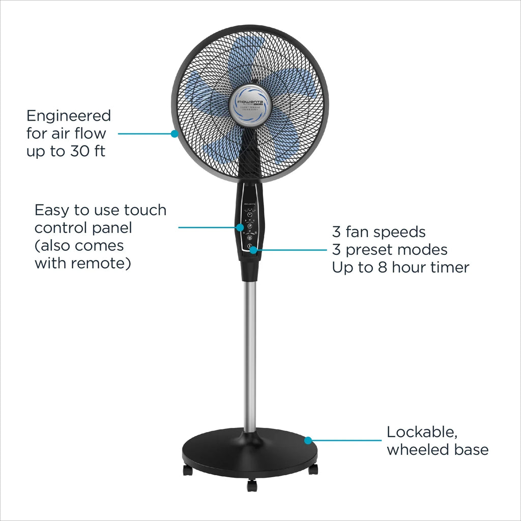 2026 NewRowenta Turbo Silence Standing Floor Fan with Remote, 53 Inch, Portable, 5 Speeds, VU5670
