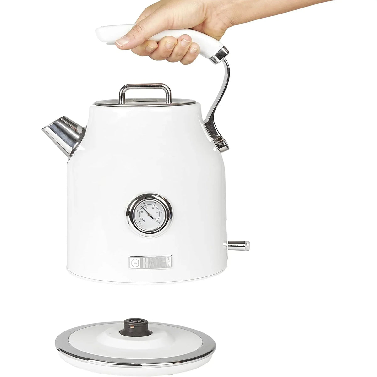 2026 NewHaden Dorset 1.7 Liter Electric Water Kettle with Base, Putty & Chrome