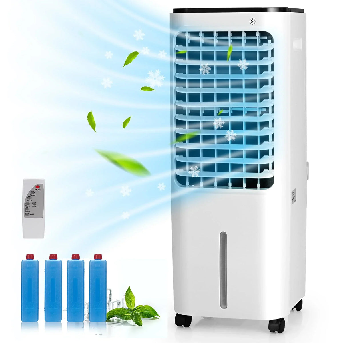 2026 NewCostway 4-in-1 Portable Evaporative Air Cooler 12L Water Tank 4 Ice Boxes