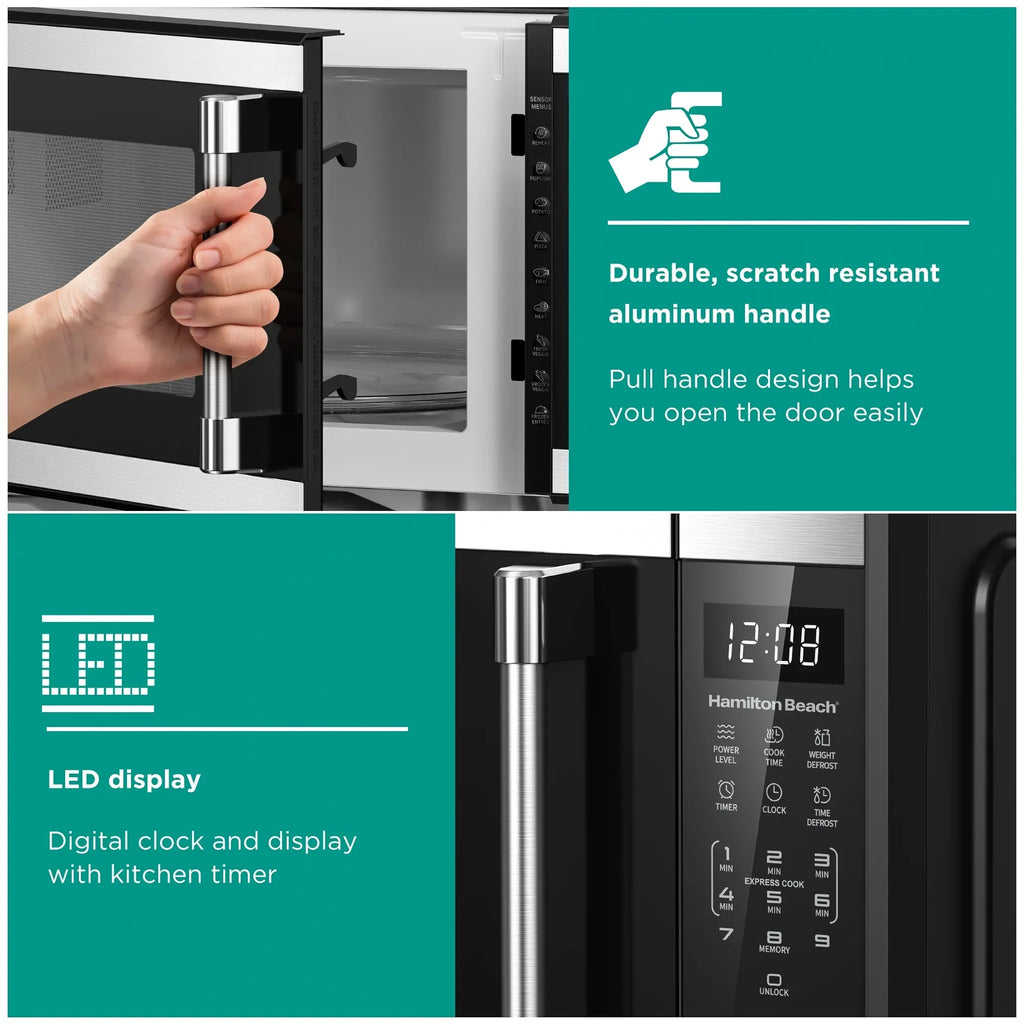 2026 NewHamilton Beach 1.1 cu ft Countertop Microwave Oven, Black and Stainless Steel