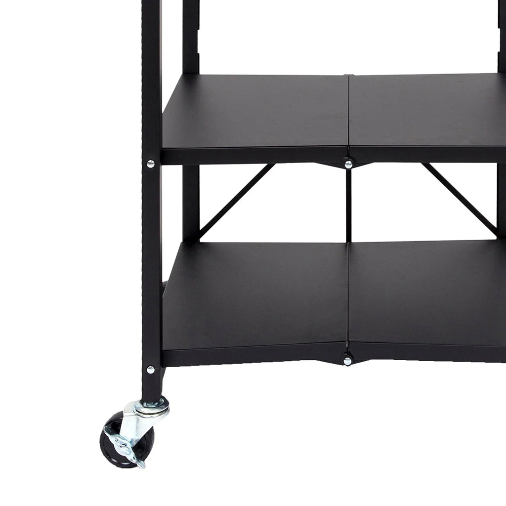 2026 NewOrigami Foldable Wheeled Portable Solid Wood Top Kitchen Island Bar Cart