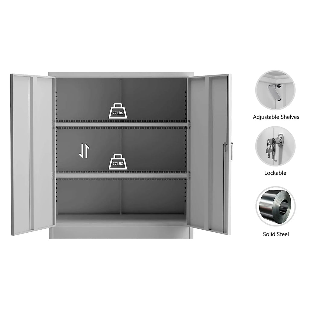 2026 NewAobabo 72 Inch Locking Storage Cabinet w/ Adjustable Shelves, Gray