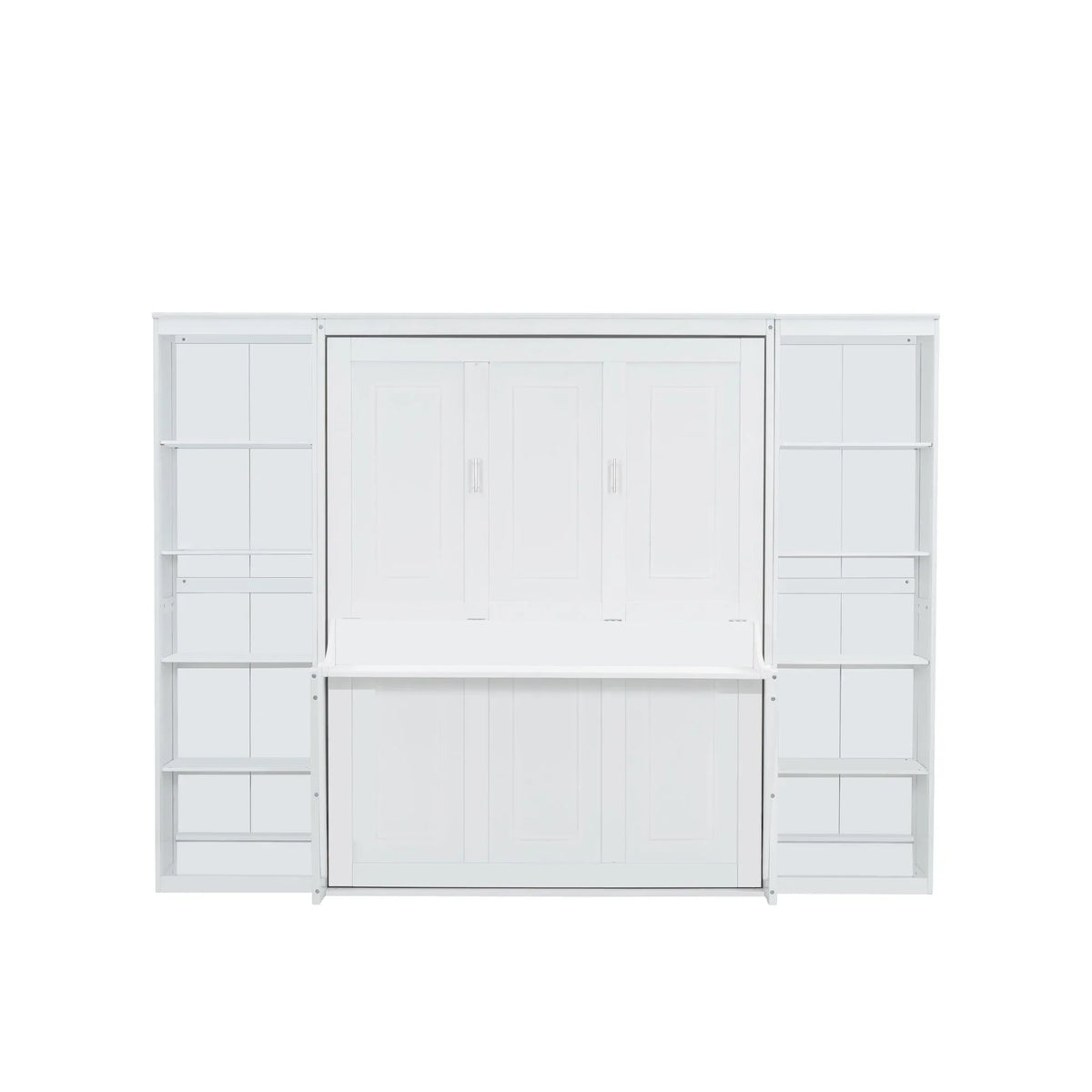 2026 NewQueen Size Murphy Bed with Desk and Bookshelf(White)