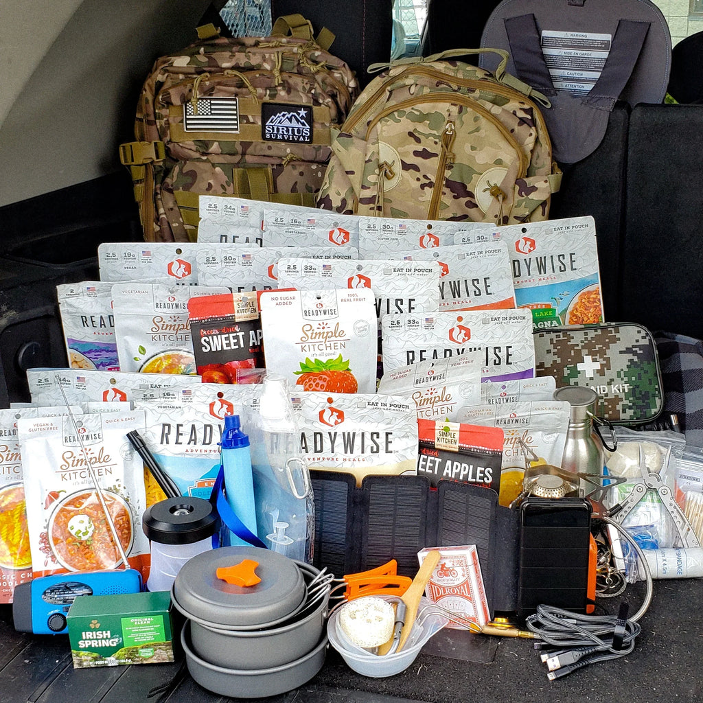 2026 NewFamily Comfort 72 Emergency Survival Kit/Backpack �C 72 Hour for 2 People �C Disaster Preparedness �C Delicious ReadyWise Food, Gear, Lighting, First Aid, Tools & More - Camo