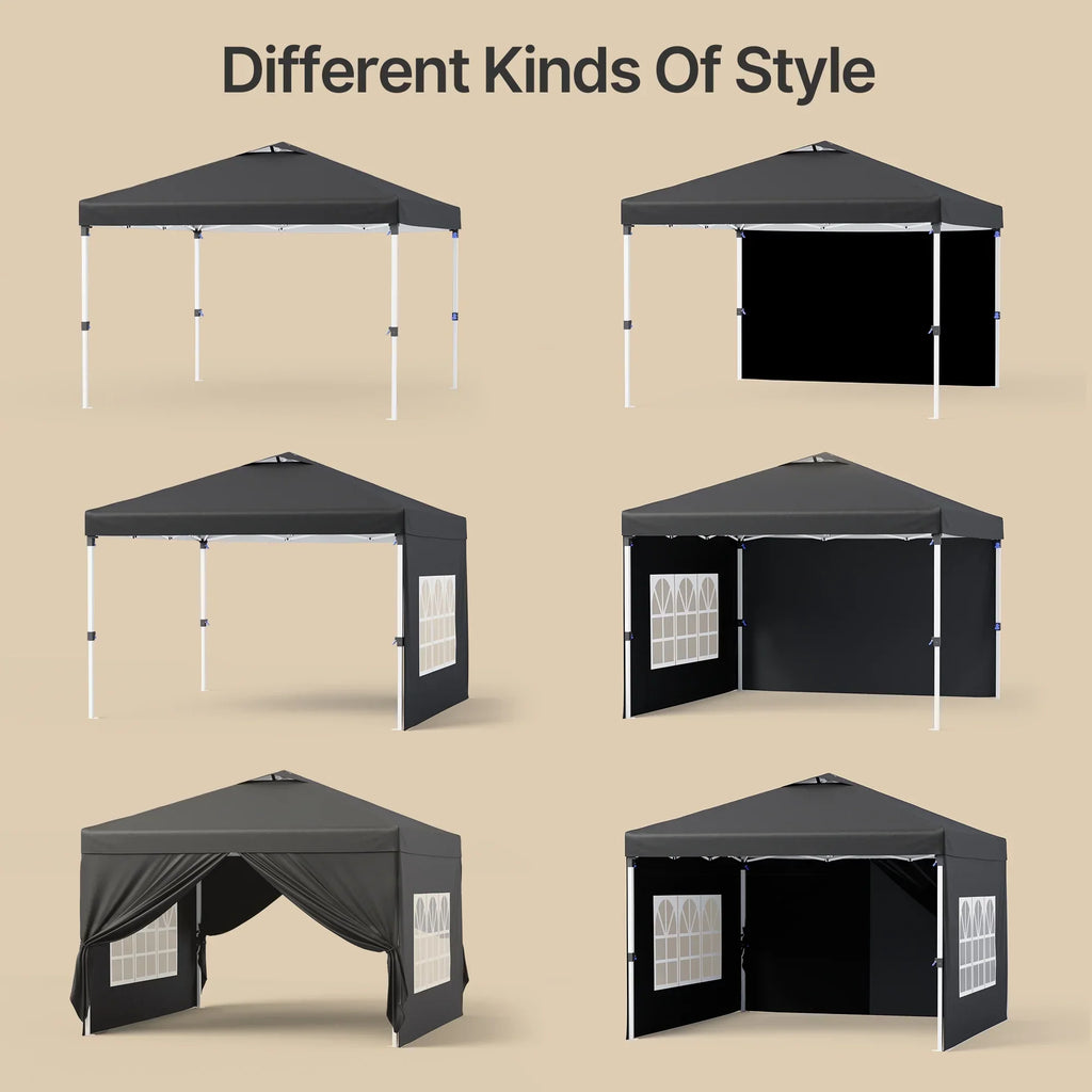 2026 New10'x10' Pop-up Canopy Tent with 4 Removable Sidewalls �?Lofka Portable Outdoor Canopy with 4 Sandbags, 8 Stakes & Ropes �?Perfect for Beach, Party, Patio & Yard Events, Black