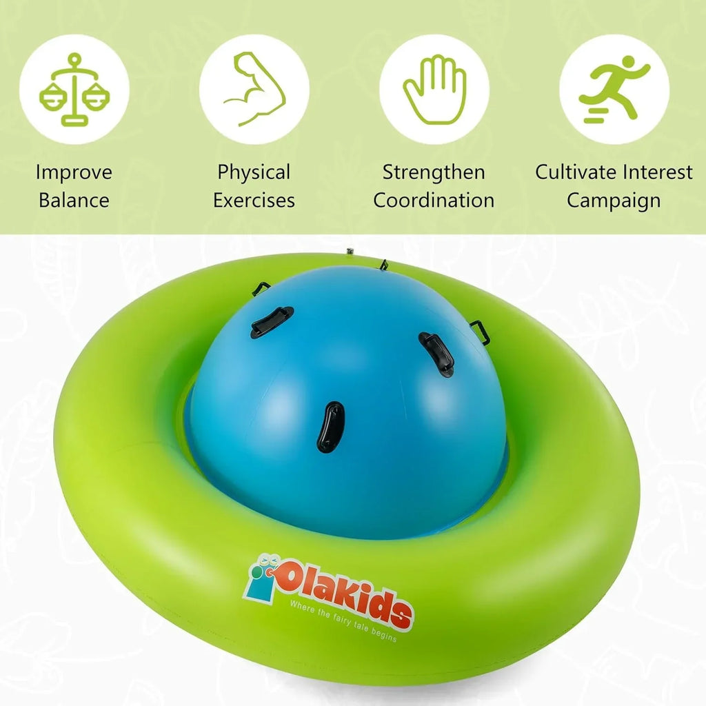 2026 NewOLAKIDS 8FT Inflatable Dome Rocker Bouncer, Outdoor Kids Giant Roll and Play Seesaw Rocker with 6 Secure Handles, Max Weight 250 LBS, Toddlers Climbing Toy Backyard Play Center Equipment