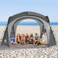 2026 NewUNP Easy Beach Tent 12 X 12ft Pop Up Canopy UPF50+ Tent with Side Wall, Ground Pegs, and Stability Poles, Sun Shelter Rainproof, Waterproof for Camping Trips, Backyard Fun, Party Or Picnics (Gray)