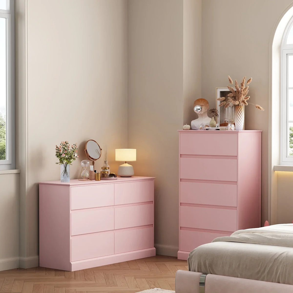 2026 NewWhite Dressers Bedroom Dresser 6 Drawer Storage Chest of Drawers Double Dresser Storage Side Cabinet Room Furniture for Bedroom Living Room