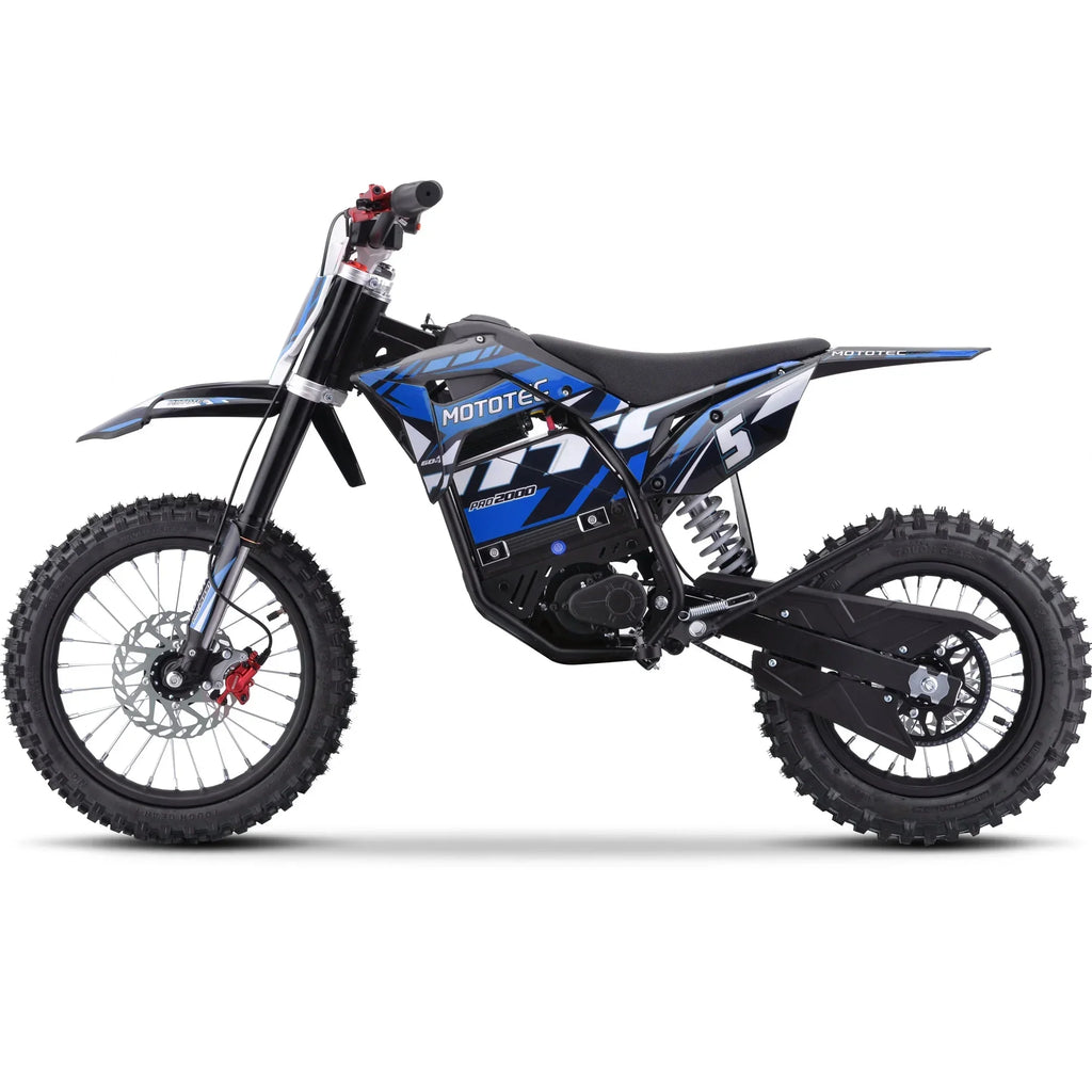 2026 NewMotoTec 60v Pro Electric Dirt Bike 2000w Lithium Blue